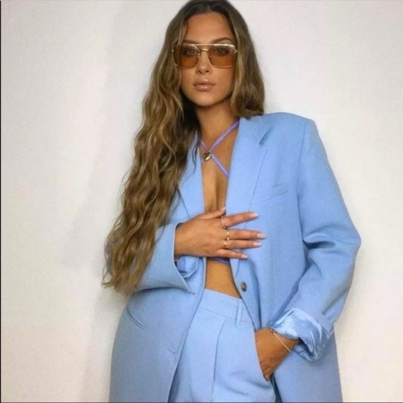 Zara Straight Cut Blazer Bloggers Favorite In Blue XS - Picture 8 of 13